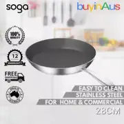 SOGA Stainless Steel Teflon FryPan Induction Kitchen Non-Stick Frying Pan 28cm