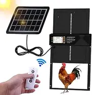 TFMODBFA Automatic Chicken Door Solar Powered & USB Charging，Solar Chicken Coop Door 4 Modes with Timer&Light Sensor, Remote, LED Screen, Aluminum Alloy Waterproof