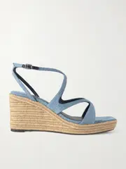 [Jimmy Choo] Jimmy Choo - Ayla 85 Denim Platform Espadrilles - Light denim - IT39 IT 39 Blue