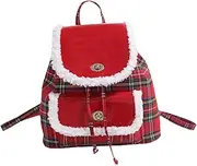 [Wzmzjy] Red Checkered Backpack, Lightweight Backpack for Festive Travel, Dates, Everyday And Outdoor