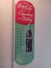 Drink Coca-Cola refreshing feeling green red bottle cap Thermometer ( u36)