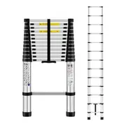 3.8m Telescopic Step Ladder Aluminium Extension Portable Extendable Lightweight Stairs for Roof Ceiling Household Warehouse