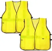 Lattice Reflective Safety Vests, Florescent Fabric, Yellow (2 Pack)