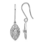 14k White Gold Real Diamond Vintage Leverback Earrings