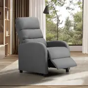 Oikiture Recliner Chair ArmChair Padded Sofa Lounge Adjustable Polyester Grey