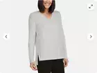 Matty M Womens Cozy V-neck Top (PEARL GRAY MEDIUM)NWT