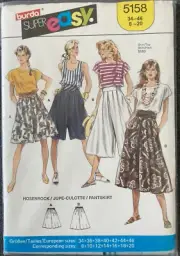 Burda Patterns # 5158 Pant Skirt WOMENS Sewing Pattern Size: 8-20