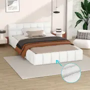 ALFORDSON Bed Frame King Single Size Platform Boucle White