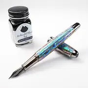 [Monteverde] USA Super Mega Abalone Limited Edition 999 Fountain Pen Gift set (Gunmetal) Medium Nib, Black Ink- Luxury Pen for Men & Women, Great Gift!