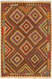 Vintage Hand Woven Carpet 5'6" x 8'3" Traditional Wool Kilim Rug
