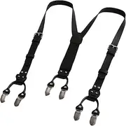 [HULIJA] Leather Suspenders for Mens Y-Back Cowhide Suspender Adjustable Braces for Dress Pants