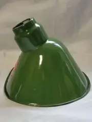 Vintage Abolite Gooseneck Green / White Light Shade Porcelain Enamel 9.25" x 9"