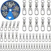 OROOTL Fishing Snap Swivels Saltwater Ball Bearing Set, 50 Pieces High Strength Ball Bearing Fishing Swivels with Stainless Steel Split Rings Kit Barrel Ball Bearing Snap Fishing Spin Fishing