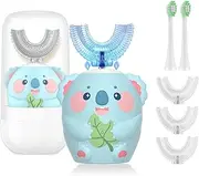 Geacker Kids Electric Toothbrush, U Shaped Toothbrush Kids Sonic Automatic Brush with 5 Brush Heads 6 Cleaning Modes IPX7 Waterproof Rechargeable Smart Timer for Children (Ages 8-14, Koala Cyan)
