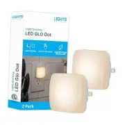 Mini Square LED Night Light, Plug-in, Dusk to Dawn Sensor, Compact, 2 Pack