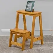 Foldable Ladder Stool Ladder Chair ， 2-Step Stool Wooden Portable Stepladder Kitchen Step Home Library Climb Ladder Shoe Bench/Flower Rack
