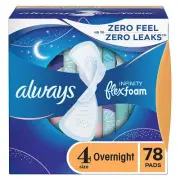 Always Infinity Feminine Pads for Women Size 4 Overnight Absorbency Multipack...