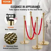 Stanchion Post with Velvet Rope 6-Pack Crowd Control Stanchion with 4PCS 5FT Red Velvet Ropes Stainless Steel Queue Barrier Line Divider