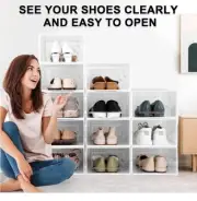 6Pcs Large Shoe Box Storage White Boxes Foldable Stackable With Ventilation