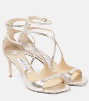 [Jimmy Choo] Jimmy Choo Azie 75 glitter leather sandals AU 9 gold