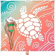 WEKAPO Beach Blanket Waterproof Sandproof Oversized - 8 Ft X 7 Ft Large Sand Free Beach Mat with Stakes, Essentials for Outdoor Beach, Picnic, Travel (Sea Turtle, 8 X 7 FT (1~4 Person))