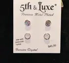 Set of 2 Authentic Swarovski Pink Opal & White Opal Crystal Stud Earrings