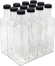 Clear Glass Quadra Bottles, 250ml (8.5 Fl Oz) - Case of 12