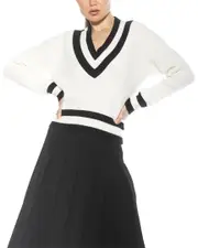 Alexia Admor Leona Varsity Polo Sweater Top