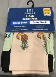 George Combo Pack- Boxer Brief + Crew Sock-Toucan/Pineapple Men's Large (36-38)
