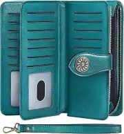 Monedero para Mujer Cartera de Mano Tarjetero de Cuero PU Bolso con Cremallera