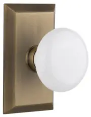 Nostalgic Warehouse STUWHI_SD_NK White Porcelain Solid Brass
