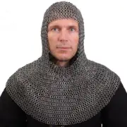 Medieval Knight Chainmail Hood Flat Riveted With Washer Chain Mail Coif Armour