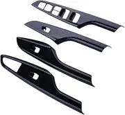 1 Set Door Window Switch Control Panel Cover Trim Black Carbon Fiber Style Fit for Hyundai Kona 2018 2019 2020 2021 2022 ABS