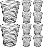 Fulillanlun Round Wastepaper Basket, Wire Mesh Desk Metal Trash Can Recycling Trash Can Garbage Container for Bedroom Office(10pcs)