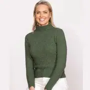 Noble Wilde Women's Rib Turtle Neck Jumper - Jungle