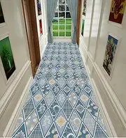 Extra Long Hallway Runner Rug Style Rectangular Carpet Kitchen Hall Stairs Narrow Runner Rug with Non Slip Backing Do Not Fade Floor Non-Slip Mats Anti-Slip Carpet Runner Rug