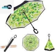 OAUSTAR - Umbrella Inverted Upside down Windproof Umbrella, C-Handle, Double Lay