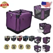 Compact 20" Soft Dog Crate - Lightweight, Washable, with Fleece Bed & Curtains