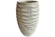 Hill Interiors Pallida Ridged Vase (White) (33cm x 20cm x 20cm)