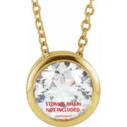 8mm 2ct Solid 18k Yellow Gold Round GALLERY Bezel SLIDE PENDANT Setting USA