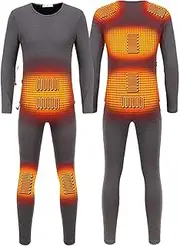 [IMYOGI] Cozy Electric Heating Thermal Underwear Set, USB Heated Underwear for Men Women Winter Lining Long Sleeve Top and Pants Set Machine Washing