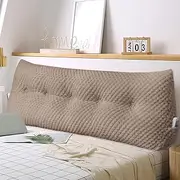 WUIOYNF Large Triangular Headboard Wedge Pillow Soft and Supportive Headboard Backrest Positioning Support Bolster Cushion, Bed Wedge Pillow with Removable Cover(Brown,Dorm,24x8x20inch)