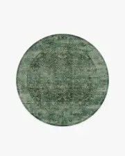185' Round | Machine Washable Runner Rug | Kid & Pet Friendly | Indoor Rug | Frances Jade Green Rug | Ruggable