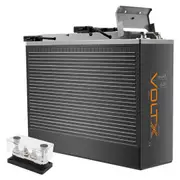 VoltX 12V 100Ah Slim Lithium Battery + Bus Bar M8 Power Distribution Terminal Block (4 GANG 300A Black)