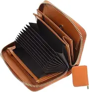 [Beavorty] Leather Card Holder Compact Card Bag Zipper Small Wallet for Men Women Coin Pouch