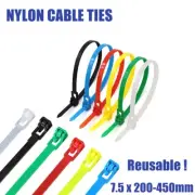 Multicolor Reusable Ties Nylon Strap Cord Cable Wraps Tool Tidy Organizer