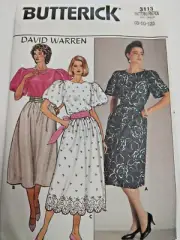 Dress Blouson 8 10 12 Butterick 3113 Sewing Pattern VTG 80s David Warren Party