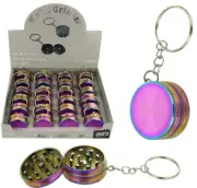 30 mm Key Chain Metal Tobacco Crusher Hand Muller Smoke Herbal Grinder Rainbow