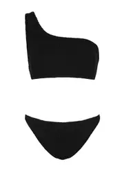 Hunza G Nancy One-shoulder Seersucker Bikini - Black - One Size One Size