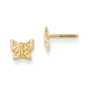 14K Yellow Gold 5mm Butterfly Stud Earrings Screw Backs Madi K Childrens Jewelry